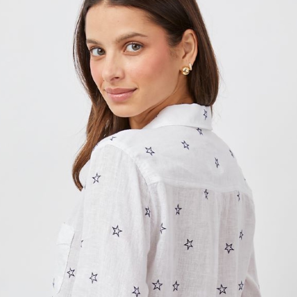 Rails Charli Star Linen Blend Blouse In Flocked M… - image 2